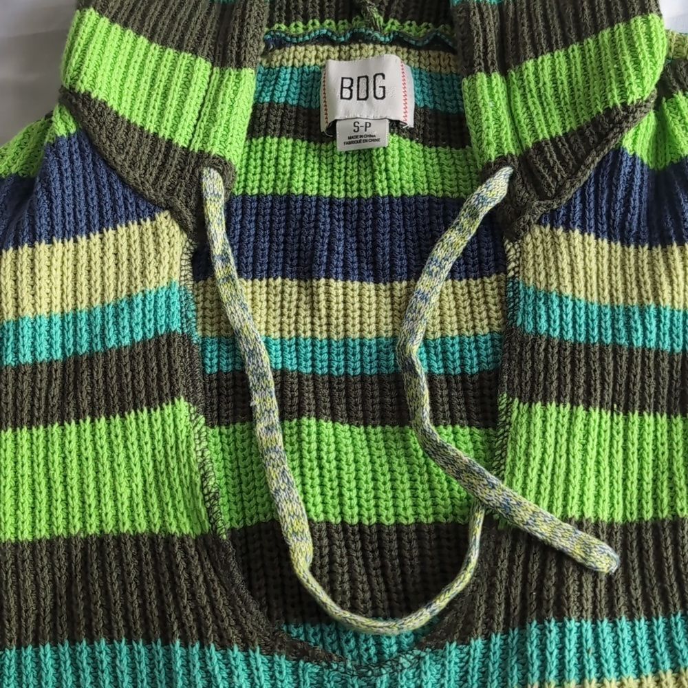 BDG Hooded Sweater Vest Size s Multi Color Stripe Knit - Picture 10 of 12